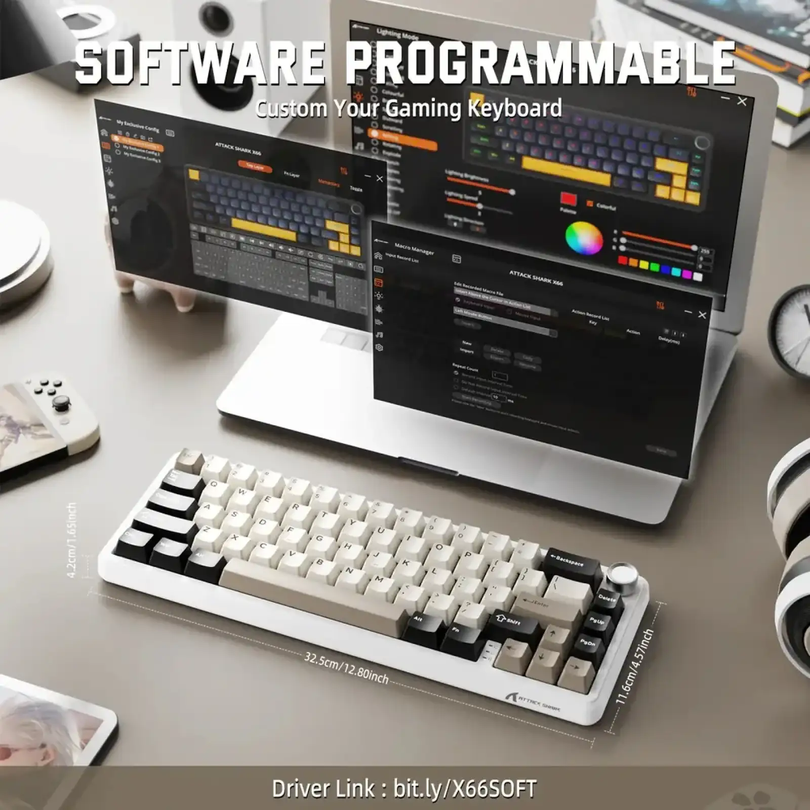 Клавиатура Attack Shark X66 RGB Wireless Cheese White (X66CW_AS) UA