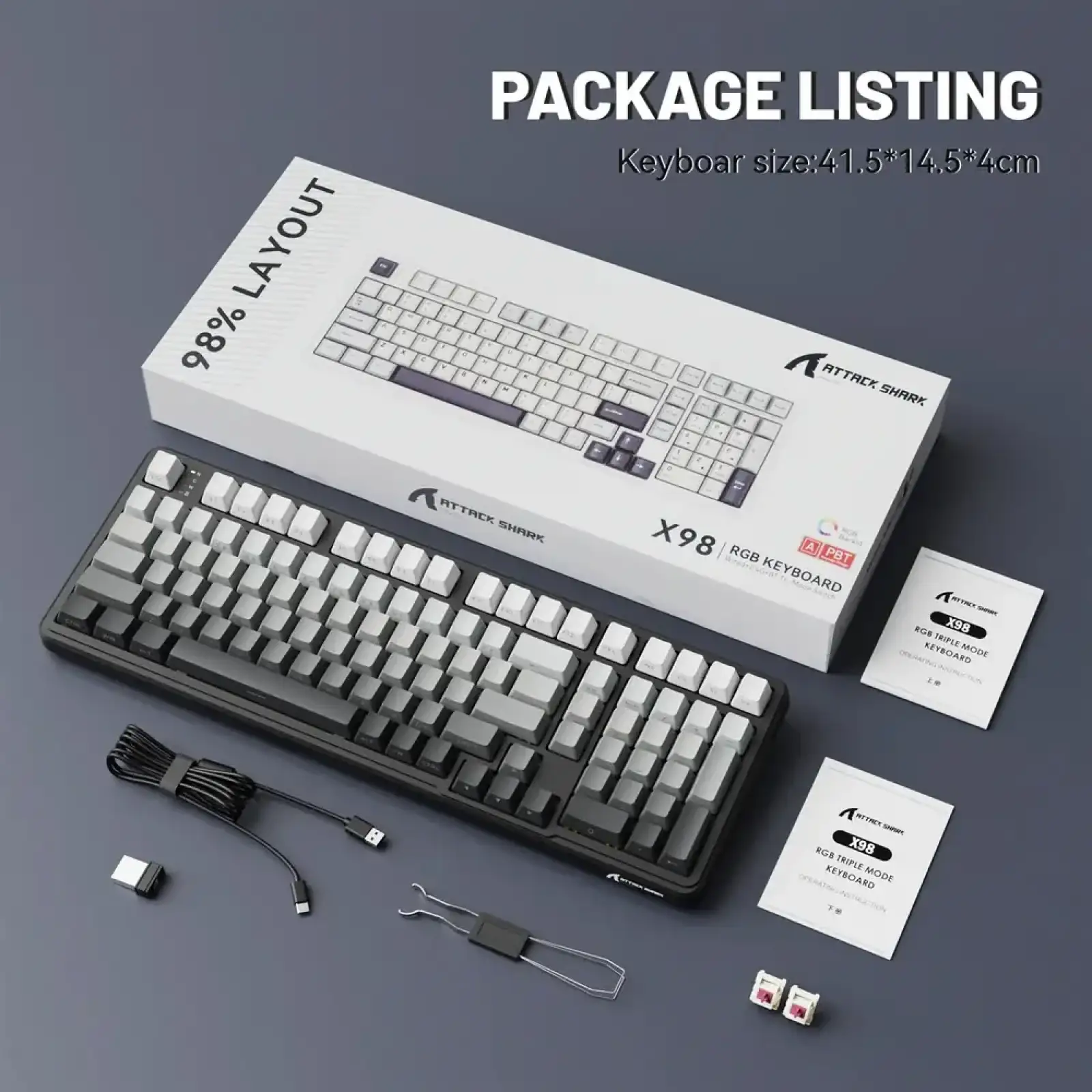 Клавіатура Attack Shark X98 RGB Wireless Moonlight Night (X98ML_AS) UA