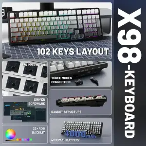 Клавіатура Attack Shark X98 RGB Wireless Moonlight Night (X98ML_AS) UA