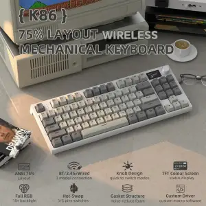 Клавіатура ігрова механічна Attack Shark K86 87кл.RGB,Wireless, Business Gray (K86BG_AS) UA