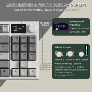 Клавіатура ігрова механічна Attack Shark K86 87кл.RGB,Wireless, Business Gray (K86BG_AS) UA