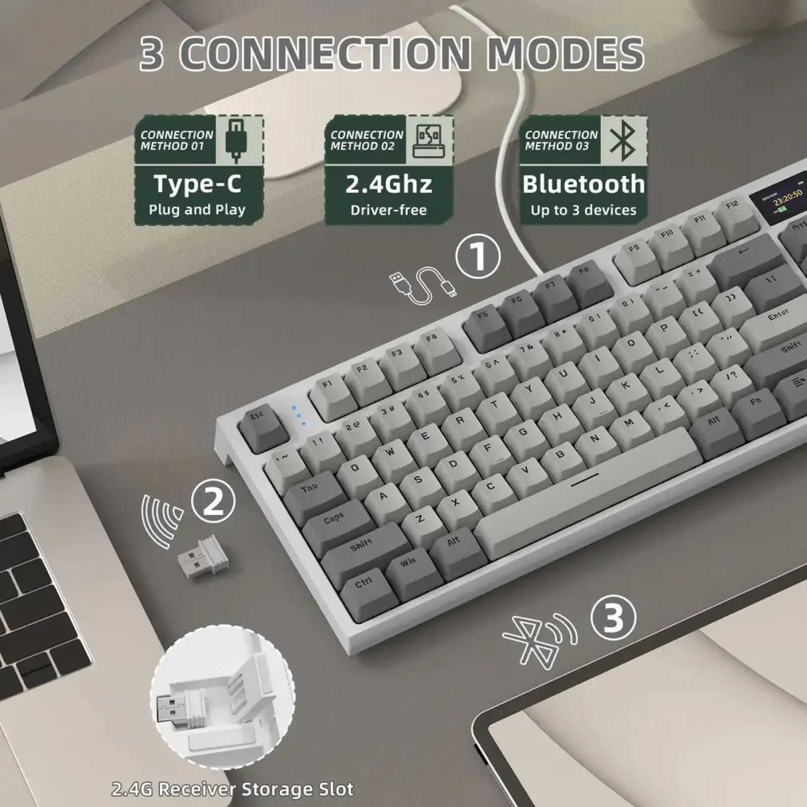 Клавіатура ігрова механічна Attack Shark K86 87кл.RGB,Wireless, Business Gray (K86BG_AS) UA