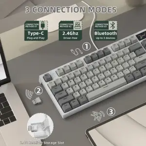 Клавіатура ігрова механічна Attack Shark K86 87кл.RGB,Wireless, Business Gray (K86BG_AS) UA