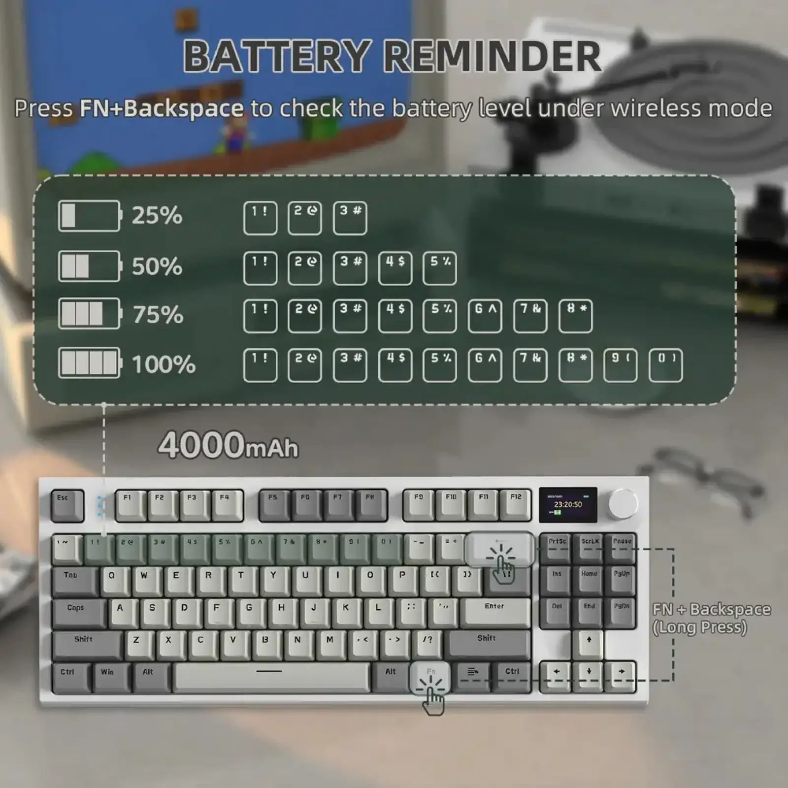Клавіатура ігрова механічна Attack Shark K86 87кл.RGB,Wireless, Business Gray (K86BG_AS) UA