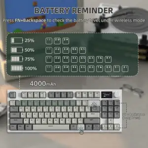 Клавіатура ігрова механічна Attack Shark K86 87кл.RGB,Wireless, Business Gray (K86BG_AS) UA