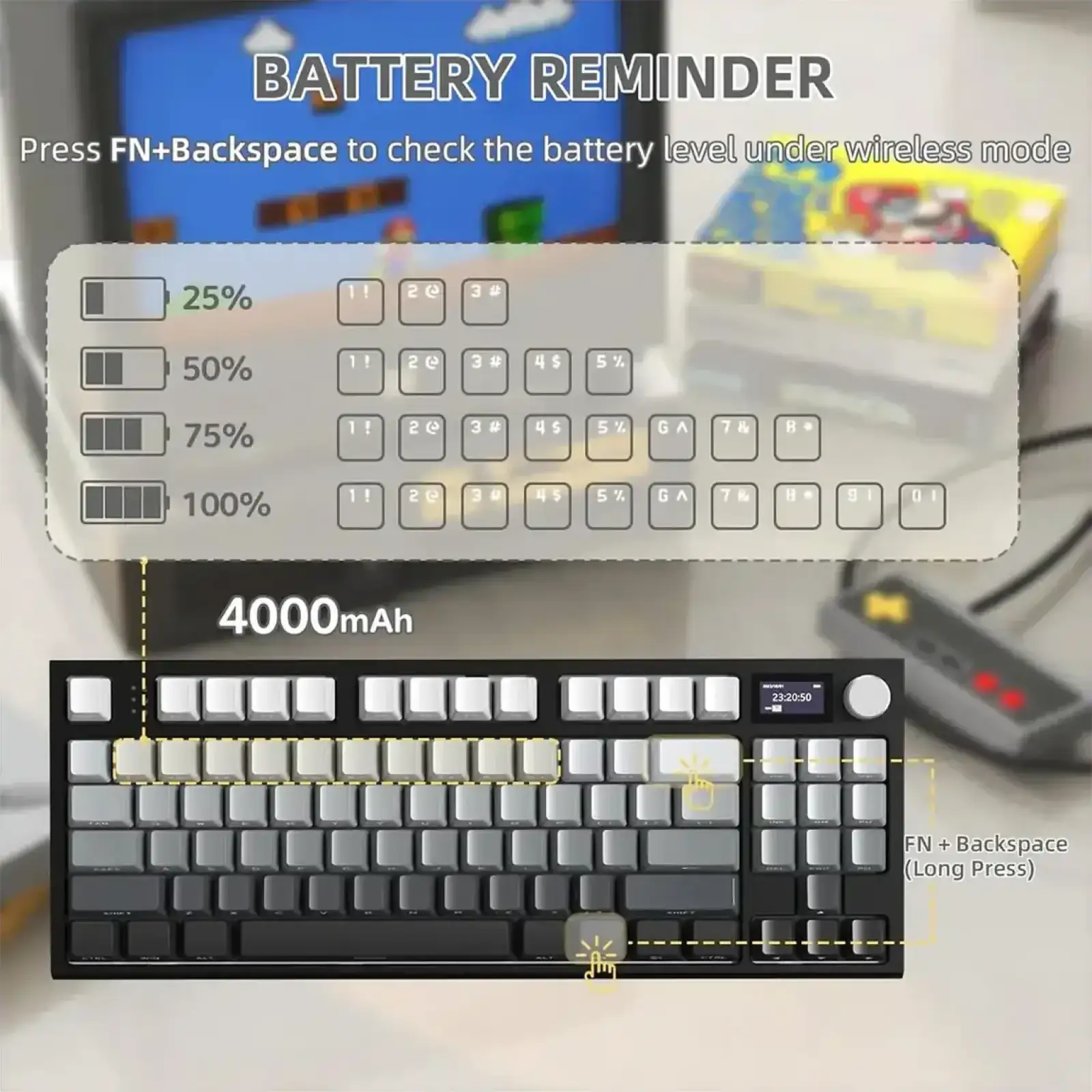 Клавіатура ігрова механічна Attack Shark K86 87кл.RGB,Wireless, Blue Whale перемикачі,Moonlit Night (K86MN_AS) UA