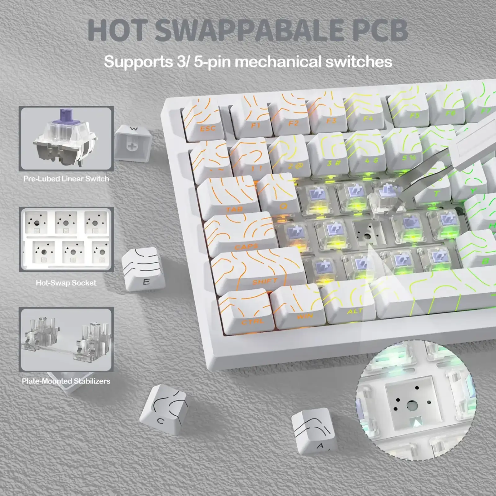 Клавіатура ігрова механічна Attack Shark X820 Ultra 81кл.RGB,Wireless, Gift Axis, ENG version, White (X820ULTRAGA_AS) UA