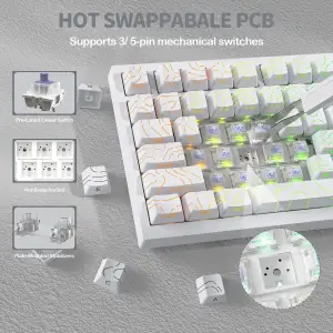 Клавіатура ігрова механічна Attack Shark X820 Ultra 81кл.RGB,Wireless, Gift Axis, ENG version, White (X820ULTRAGA_AS) UA
