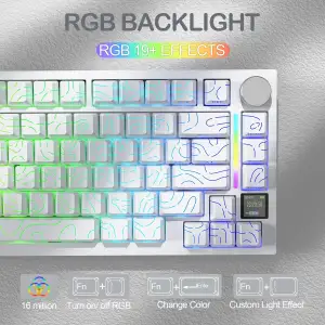 Клавіатура ігрова механічна Attack Shark X820 Ultra 81кл.RGB,Wireless, Gift Axis, ENG version, White (X820ULTRAGA_AS) UA
