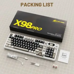 Клавіатура ігрова механічна Attack Shark X98 Pro 99кл. RGB, Wireless, ENG version, Cheese white (X98PROCW_AS) UA