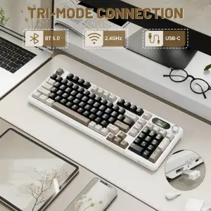 Клавіатура ігрова механічна Attack Shark X98 Pro 99кл. RGB, Wireless, ENG version, Cheese white (X98PROCW_AS) UA
