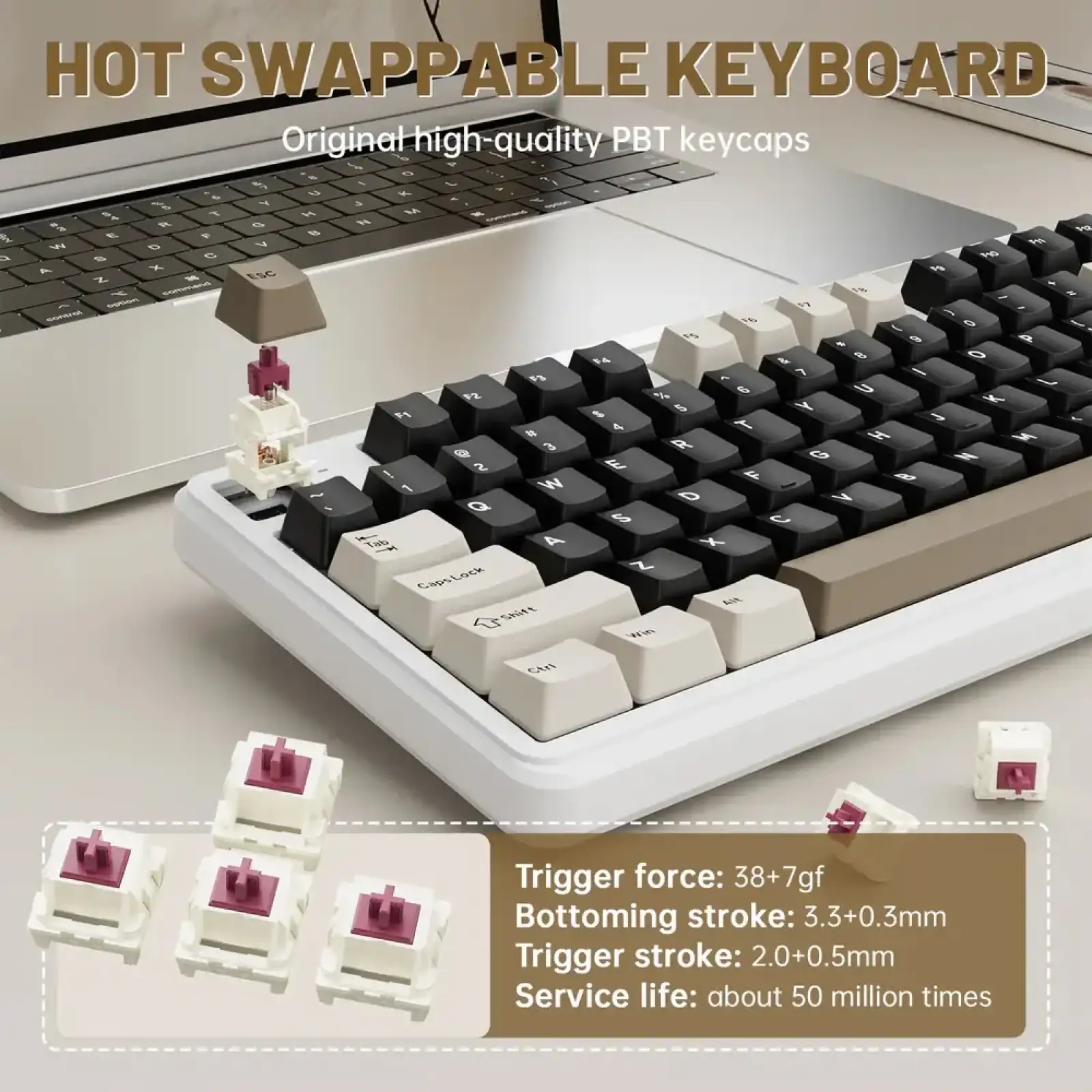 Клавіатура ігрова механічна Attack Shark X98 Pro 99кл. RGB, Wireless, ENG version, Cheese white (X98PROCW_AS) UA