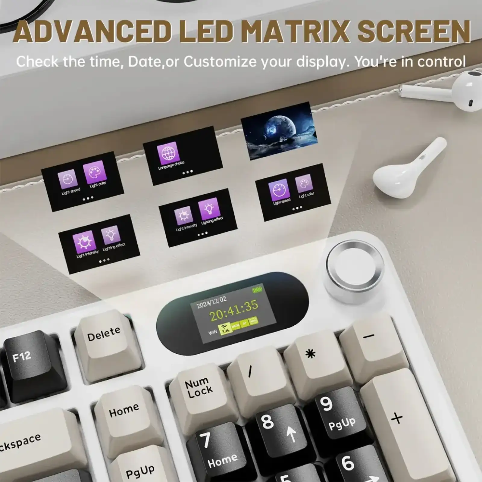 Клавіатура ігрова механічна Attack Shark X98 Pro 99кл. RGB, Wireless, ENG version, Cheese white (X98PROCW_AS) UA