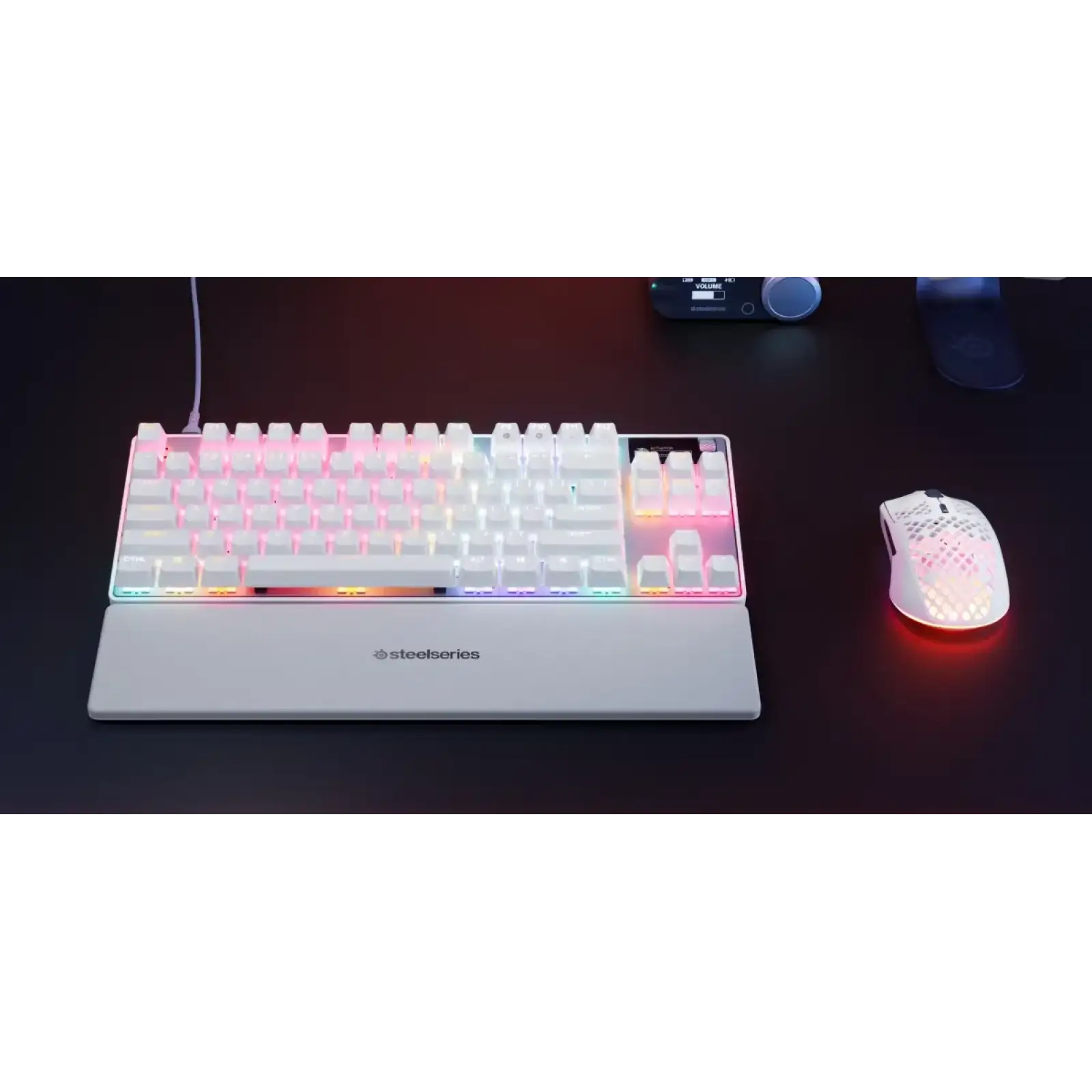 Клавіатура ігрова SteelSeries Apex Pro TKL Gen 3 UA HyperMagnetic, OmniPoint 3.0, OLED, White (64898) UA