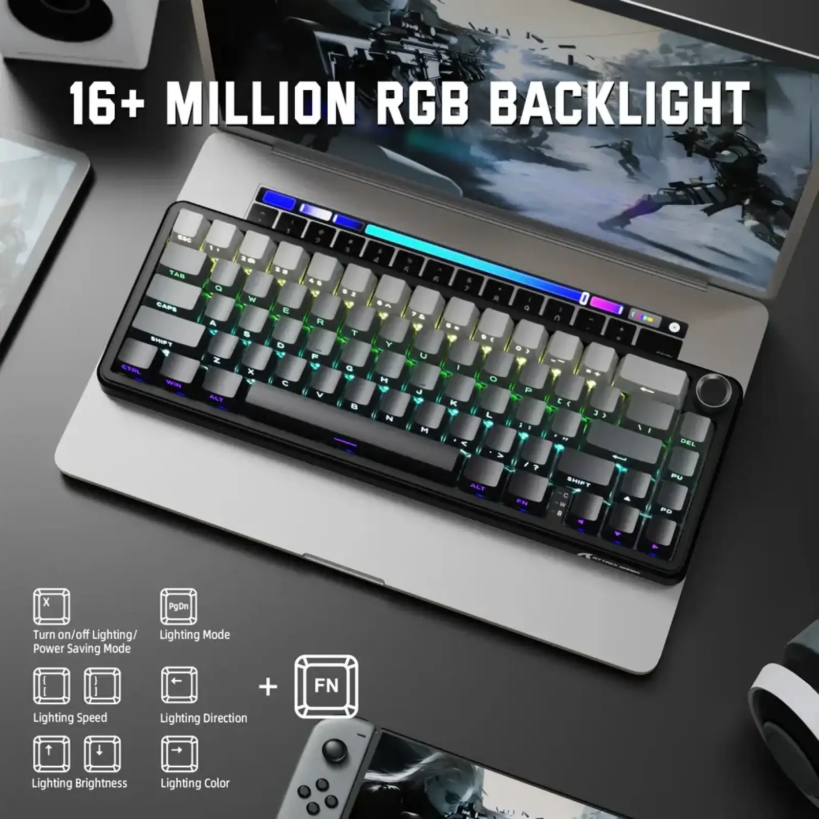Клавіатура Attack Shark X66 RGB Wireless Moonlit Night (X66MN_AS) UA