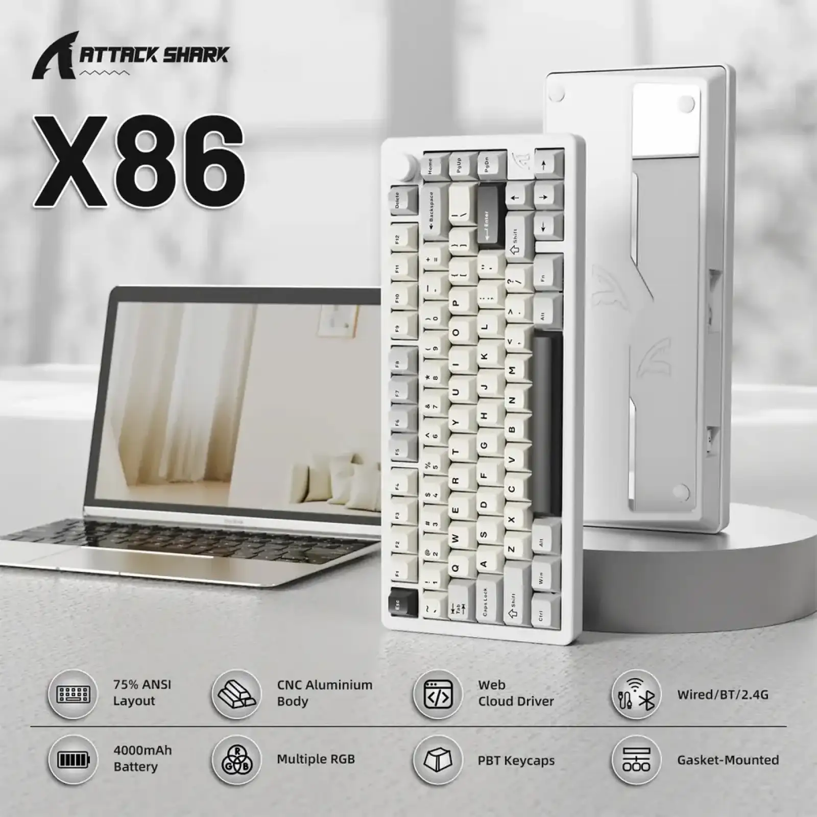 Клавиатура Attack Shark X86 Starlight White (X86SW_AS) UA