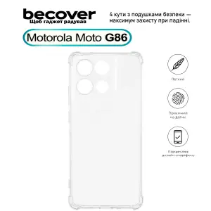 Чохол Anti-Shock BeCover для Motorola Moto G86 Clear (713803)