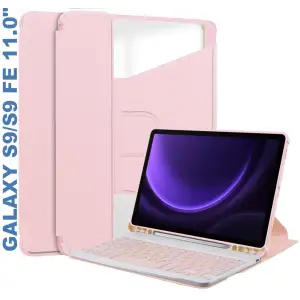 Колір: Рожевий - Чохол з бездротовою клавіатурою 360° Rotatable BeCover для Samsung Galaxy Tab S9 (SM-X710/SM-X716)/S9 FE (SM-X510/SM-X516B) 11.0" Pink (710430)