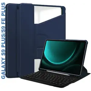 Колір: Синій - Чохол з бездротовою клавіатурою 360° Rotatable BeCover для Samsung Galaxy Tab S9 Plus (SM-X810/SM-X816)/S9 FE Plus (SM-X610/SM-X616) 12.4" Deep Blue (710393)