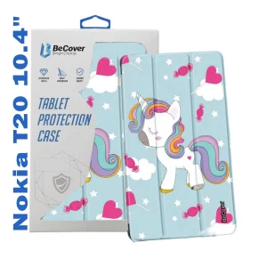 Цвет: Голубой - Чехол-книжка BeCover Smart Case для Nokia T20 10.4" Unicorn (708063)