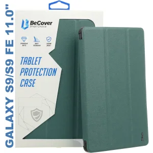 Колір: Зелений - Чохол-книжка Soft Edge BeCover з кріпленням для стілусу для Samsung Galaxy Tab S9 (SM-X710/SM-X716)/S9 FE (SM-X510/SM-X516B) 11.0" Dark Green (710440)