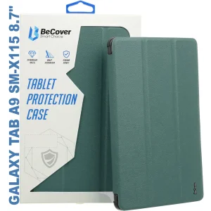 Чохол-книжка Soft Edge BeCover з кріпленням для стілусу для Samsung Galaxy Tab A9 SM-X115 8.7" Dark Green (710357)