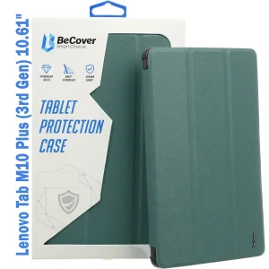 Колір: Зелений - Чохол-книжка Soft Edge BeCover з кріпленням для стілусу для Lenovo Tab M10 Plus TB-125F (3rd Gen) 10.61" Dark Green (708368)