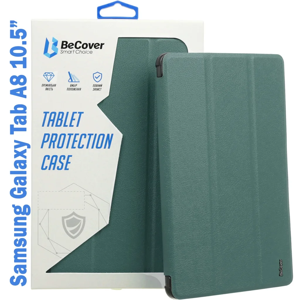 Чехол-книжка Soft Edge BeCover с креплением для стілусу для Samsung Galaxy Tab A8 10.5 (2021) SM-X200 / SM-X205 Dark Green (708358)