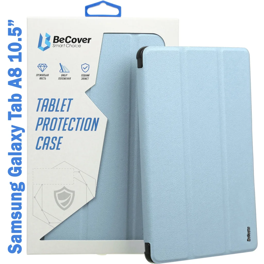 Чехол-книжка Soft Edge BeCover с креплением для стілусу для Samsung Galaxy Tab A8 10.5 (2021) SM-X200 / SM-X205 Light Blue (708331)