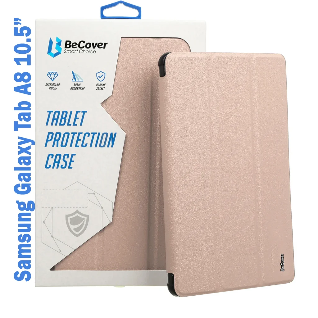 Чехол-книжка Soft Edge BeCover с креплением для стілусу для Samsung Galaxy Tab A8 10.5 (2021) SM-X200 / SM-X205 Rose Gold (708359)