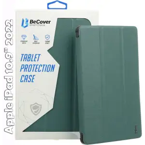 Колір: Зелений - Чохол-книжка Soft Edge BeCover з кріпленням Apple Pencil для Apple iPad 10.9" 2022 Dark Green (709182)