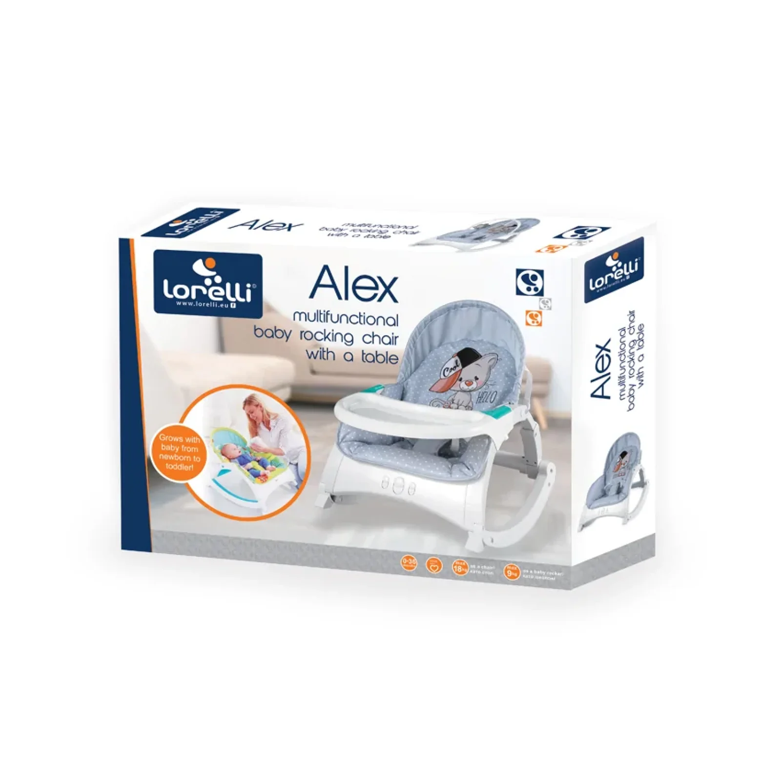 Шезлонг-Качели Lorelli ALEX WITH TABLE (jungle green)