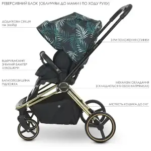 Коляска універсальна 2в1 El Camino Persona ME 1091-G (black green palm)