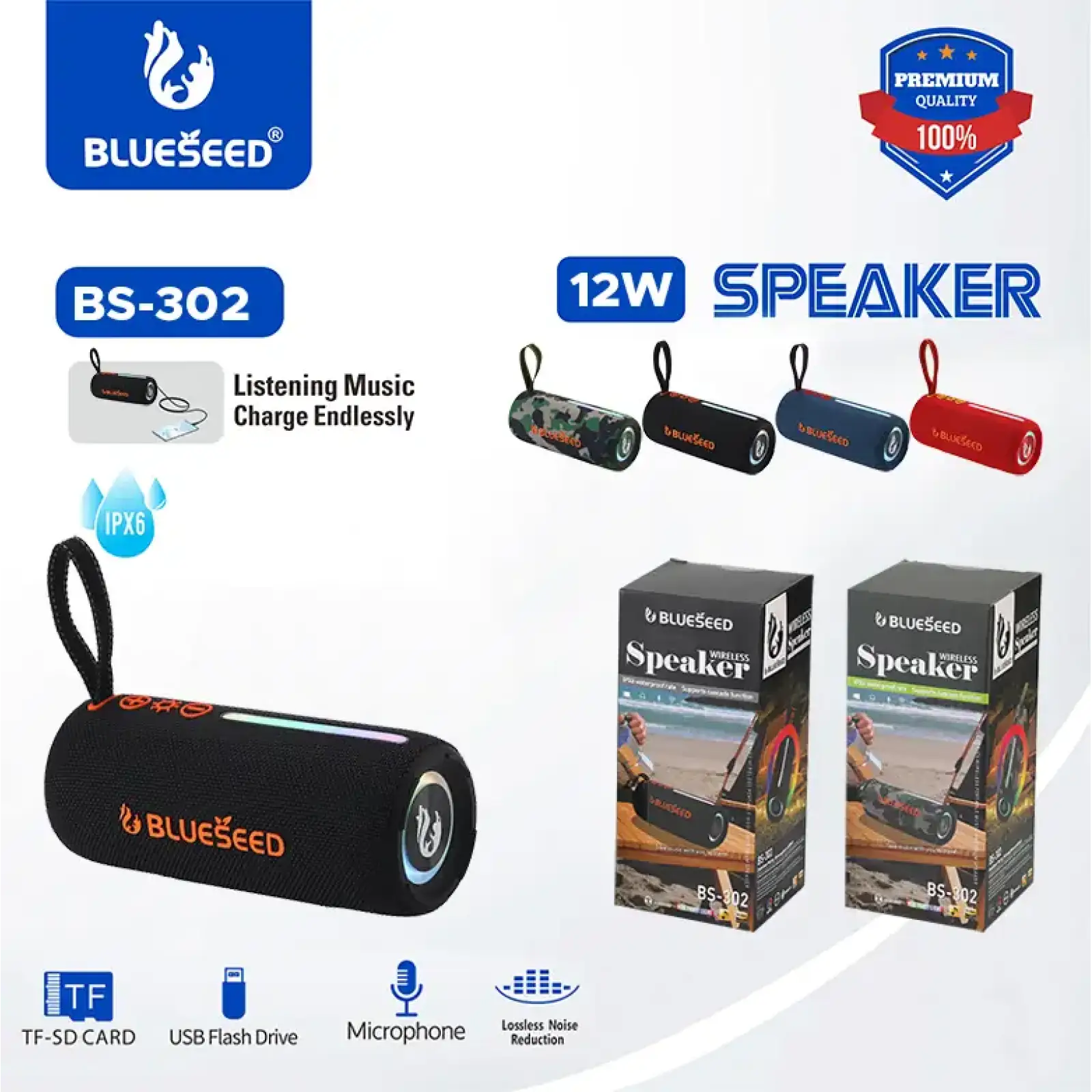 Колонка Bluetooth Blueseed BS-302 black UA