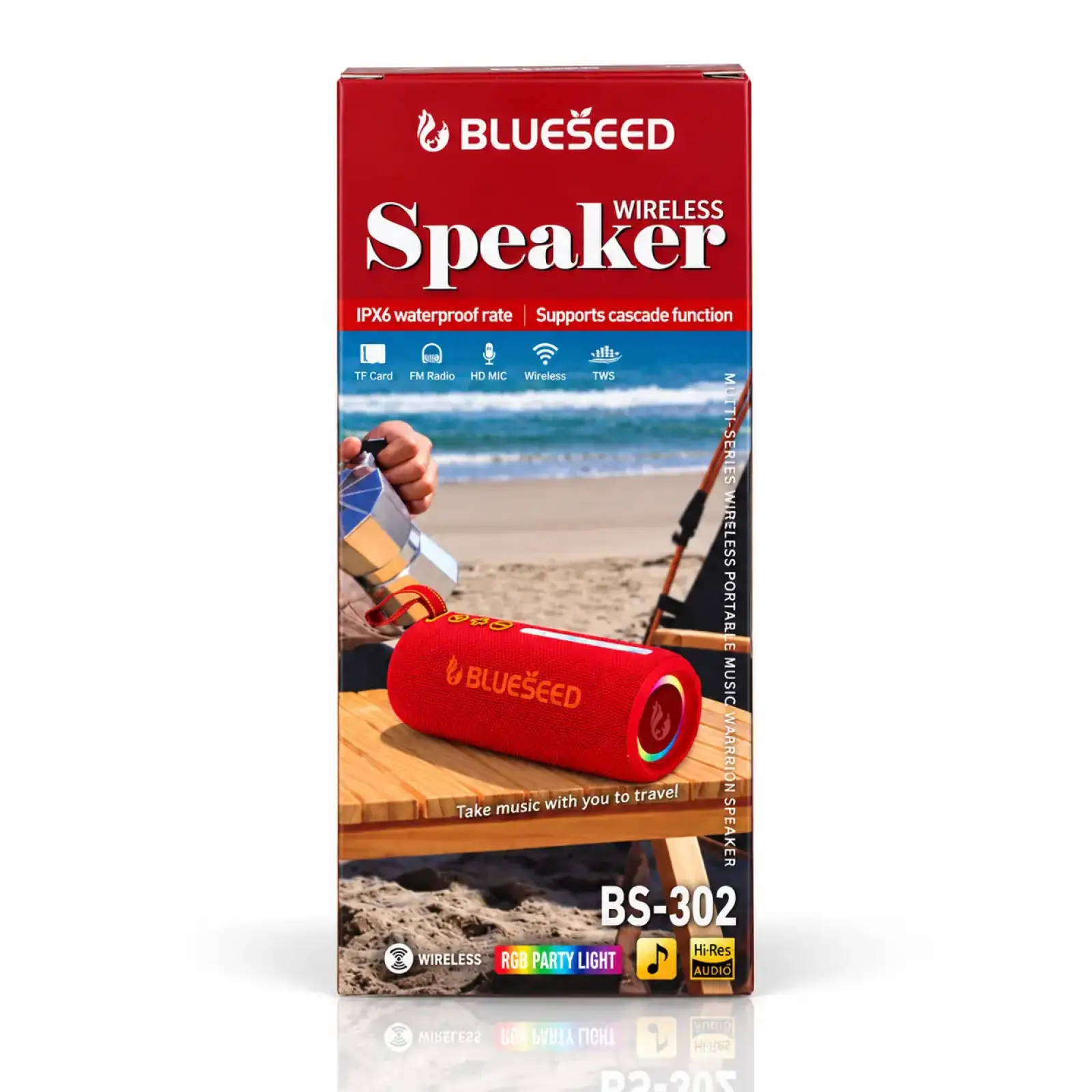 Колонка Bluetooth Blueseed BS-302 red UA