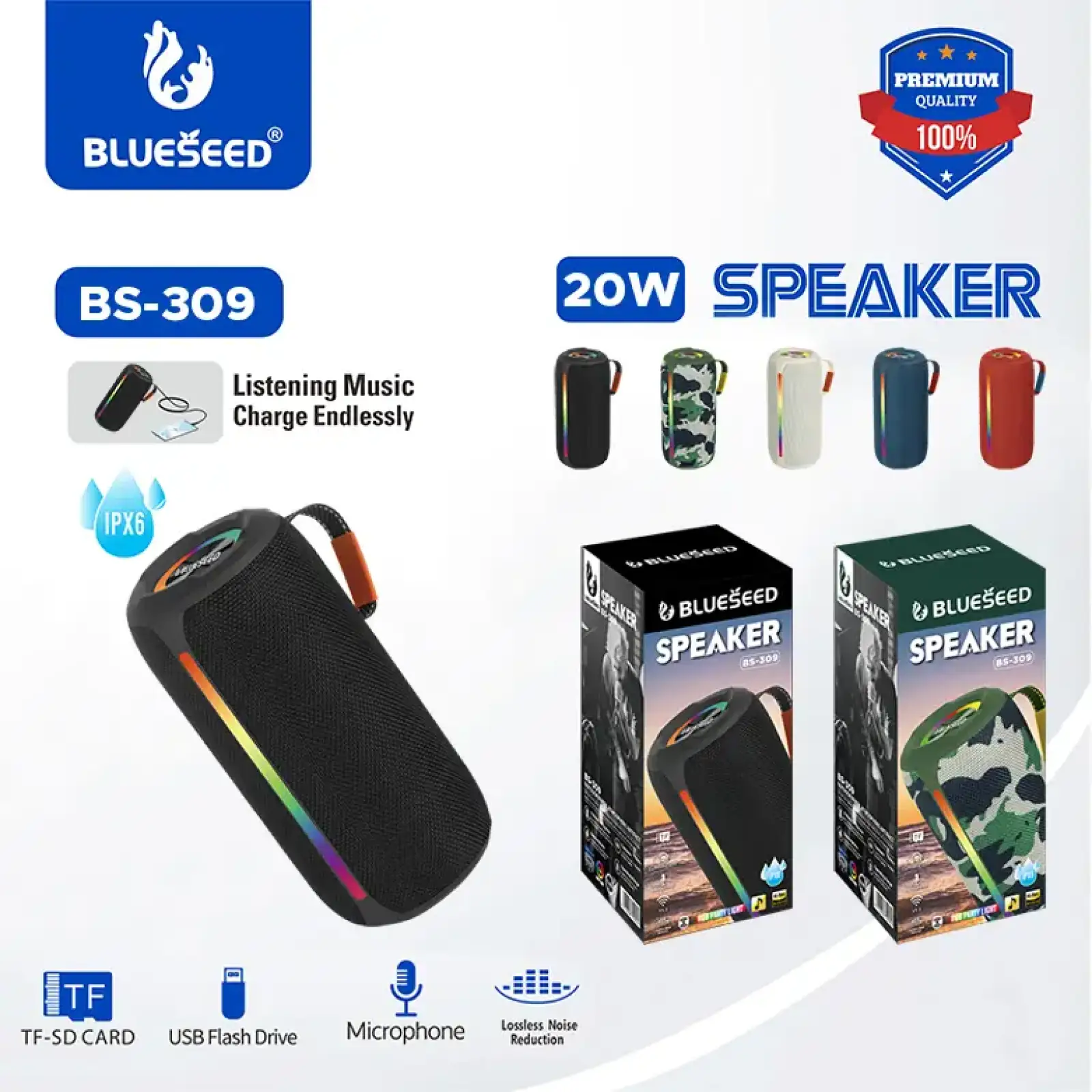 Колонка Bluetooth Blueseed BS-309 black UA