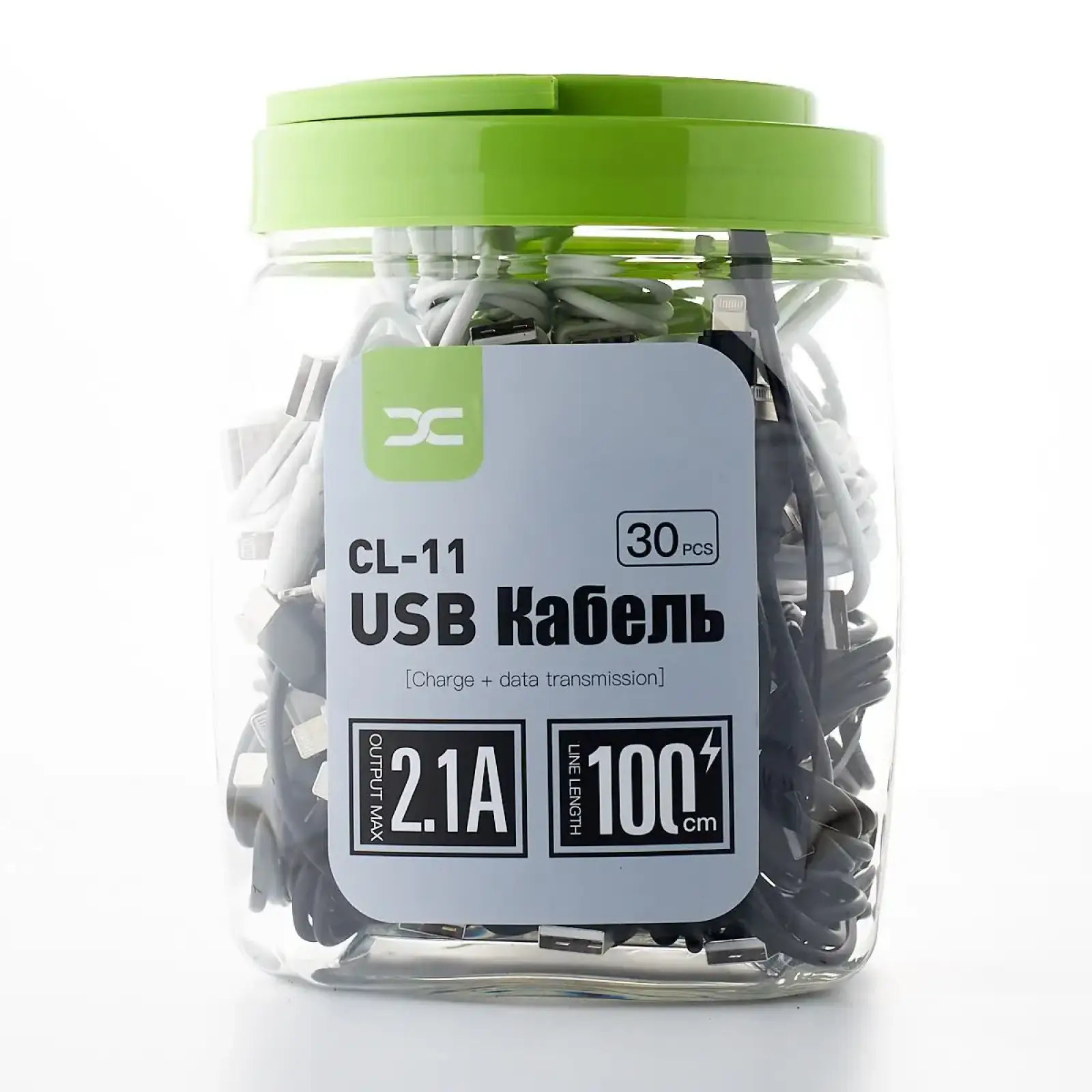 USB кабель DC Lightning (CL-11) 30pcs/bottle, 1m чорний/білий UA