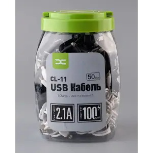 USB кабель DC Lightning (CL-11) 50pcs/bottle, 1m чорний/білий UA