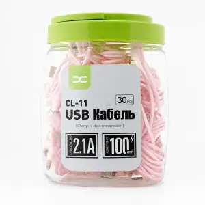 USB кабель DC Lightning (CL-11) 30pcs/bottle, 1m рожевий UA