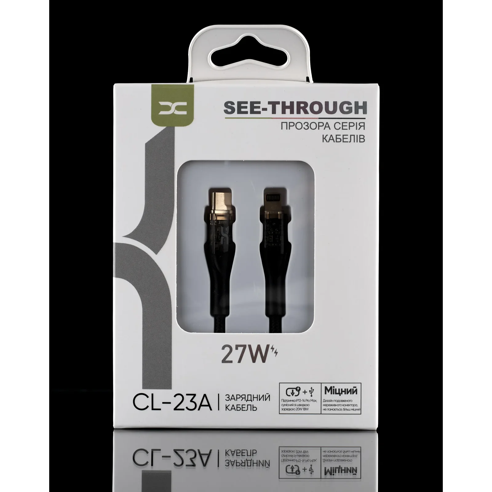 Кабель USB DC Type-C to Lightning (CL-23A) 27W чорний UA