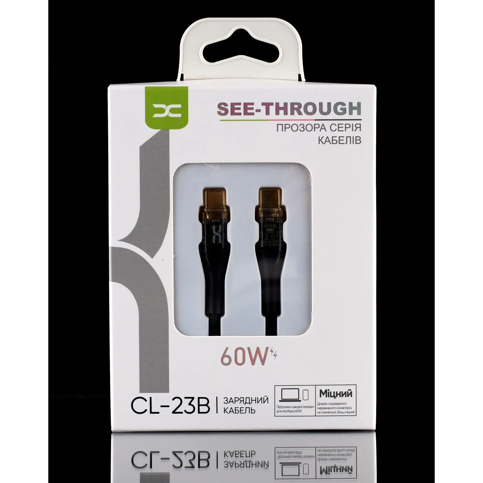 Кабель USB DC Type-C to Type-C (CL-23B) 60W чорний UA