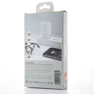 МЗП DC 2в1 блок (1 PD / 20W) + кабель (Type-C - Lightning 20W) (CA-F19) білий UA