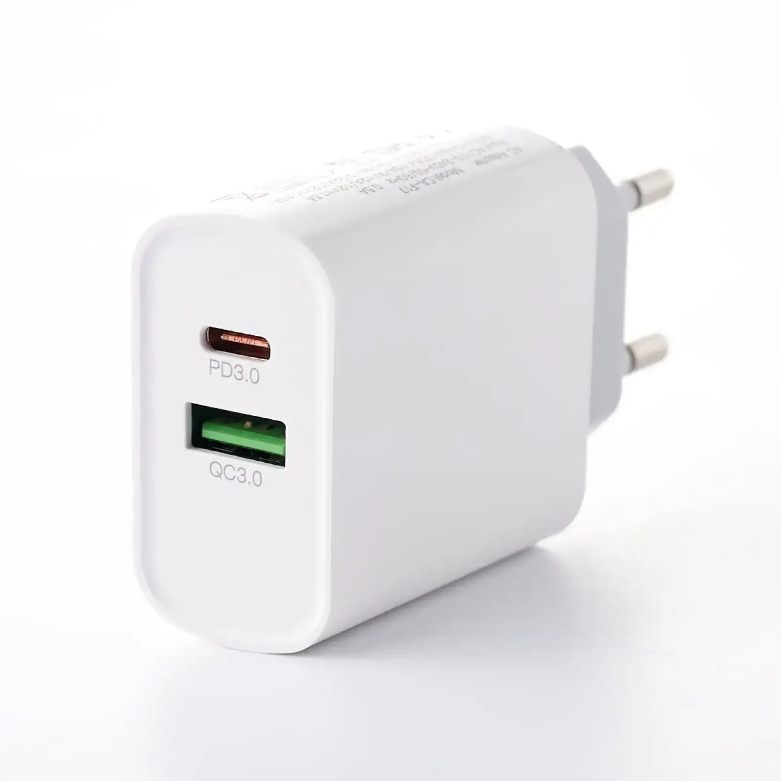 МЗП DC 2в1 блок (1 PD / 20W Fast Charger + 1 QC3.0) + кабель (Type-C - Lightning 20W) (CA-F17) білий UA