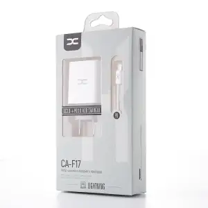 МЗП DC 2в1 блок (1 PD / 20W Fast Charger + 1 QC3.0) + кабель (Type-C - Lightning 20W) (CA-F17) білий UA