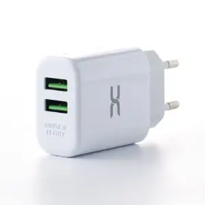 МЗП DC 2в1 блок (2 USB / 2.4A) + кабель (USB - Lightning) (CA-D24) білий UA