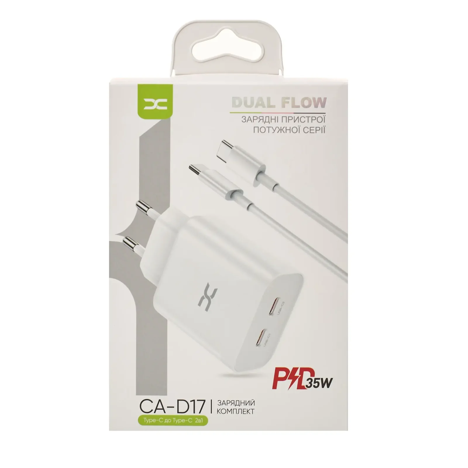 СЗУ DC 2в1 Type-C 2PD/35W Fast Charger (CA-D17) білий UA
