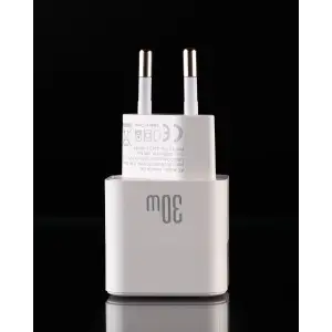МЗП DC 2в1 блок (1 PD / 30W / GaN Technology) + кабель (Type-C - Type-C 60W) (CA-F06) білий UA