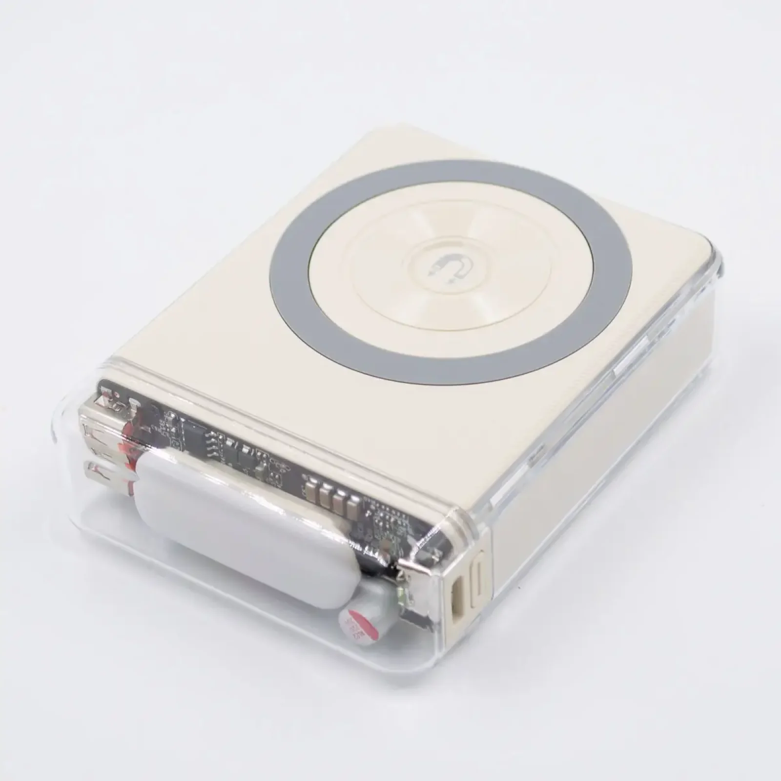 Портативний Powerbank з підтримкою MagSafe DC DP-F23 (10000 mAh) Fast Charging бежевий UA