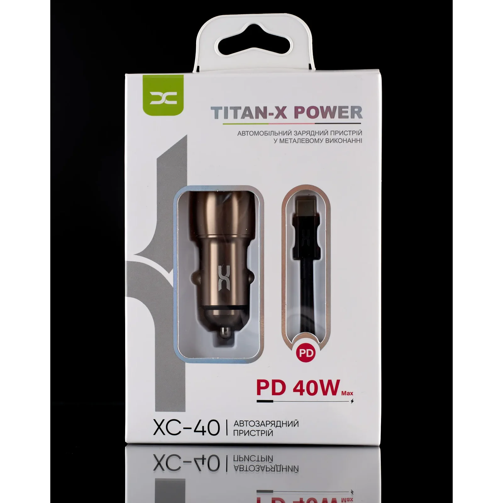 АЗУ DC 2в1 Type-C 2xPD/40W (XC-40) Metal темно-сірий UA