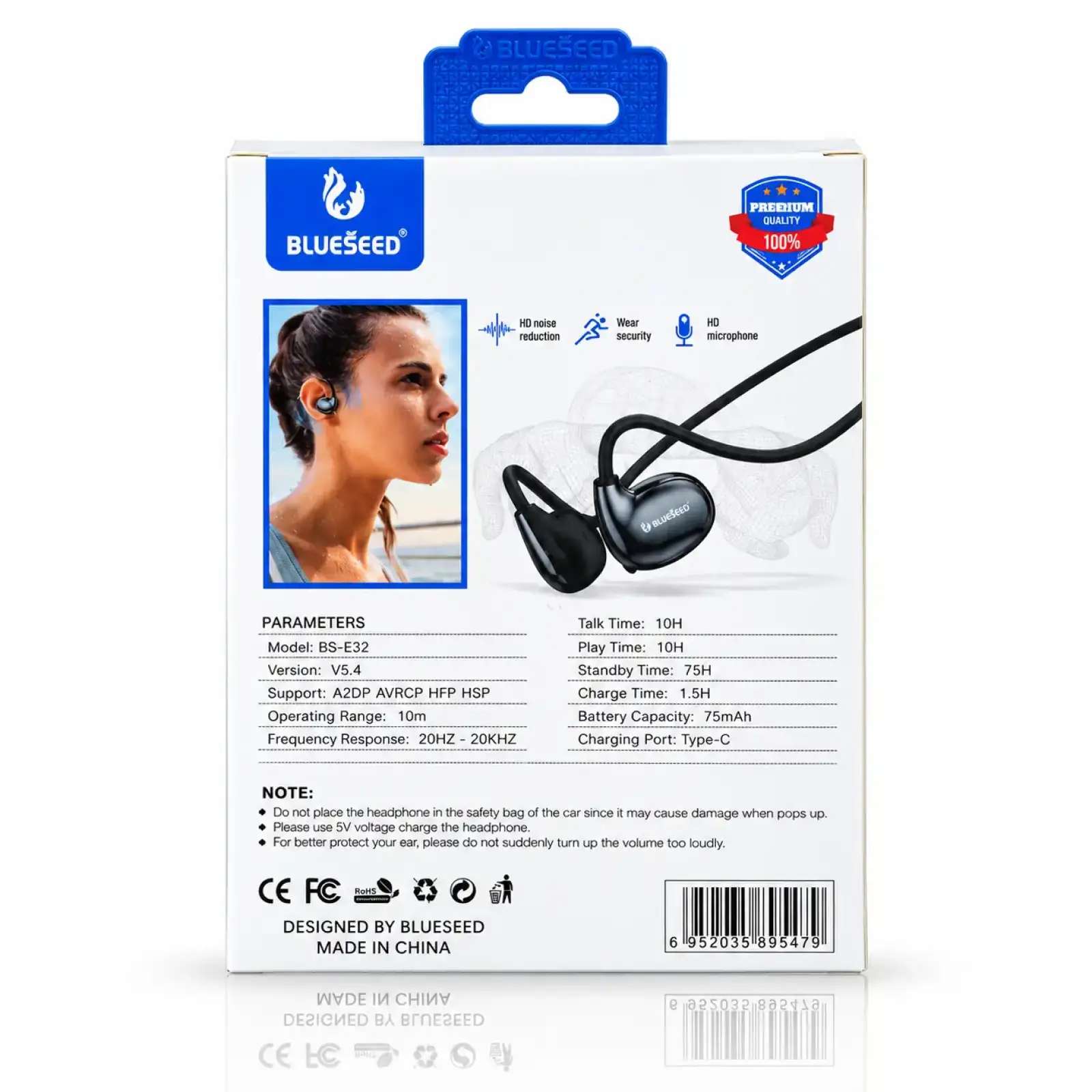 Накладна Bluetooth гарнітура Blueseed BS-E32 black UA